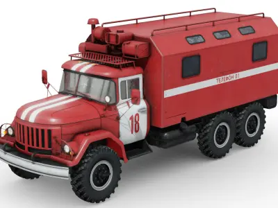Soviet Fire Service Command Vehicle Low-poly 3D model