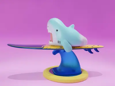 shark playing serf Free 3D model
