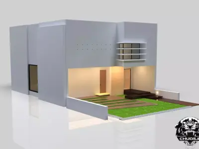 Modern Building Low-poly 3D model 3