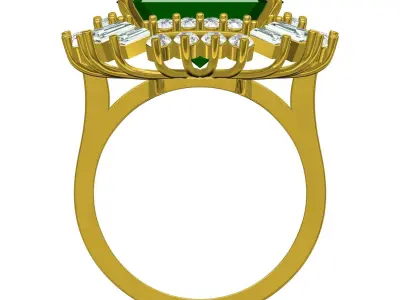 Antique Vintage Green Emerald Engagement Ring 3D print model