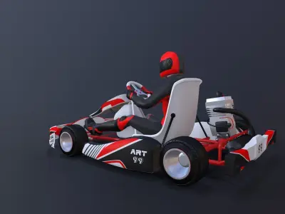 LowPolyKartWithPlayer2 go kart Low-poly 3D model