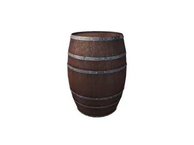  Low Poly 3d Model of wooden barrel for game use Low-poly 3D model