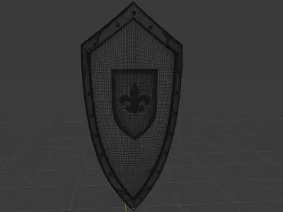 Medieval Kite Shield with Fleur-de-lis emblem Free 3D model