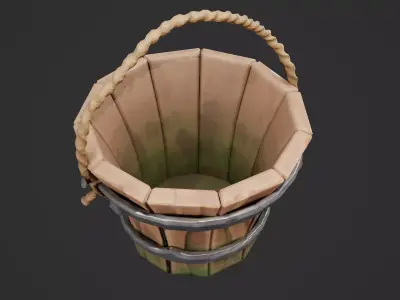 Stylized Bucket Game Ready Model Low-poly 3D model