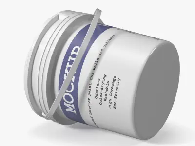 Mockup Plastic Paint Bucket White 3D model