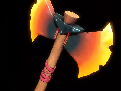Stylized Weapon Axe fire element Low-poly 3D model