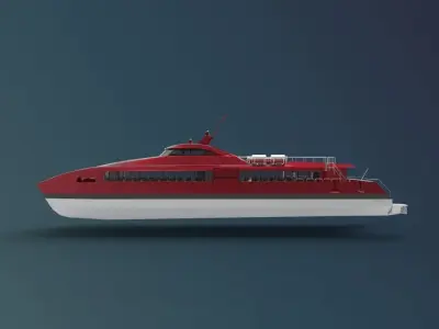 Ferry Roro Ship Catamaran Hull Low-poly 3D model