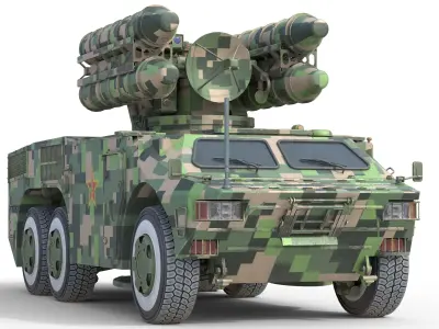 HQ-7B Chinese Air Defense Missile System  Low-poly 3D model
