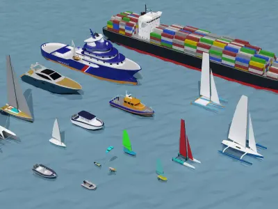 Boats Pack Free low-poly 3D model