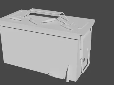 Ammo box and Ammo Low-poly 3D model