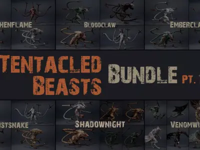 Tentacle Beasts Bundle Part 1 3D Model Pack