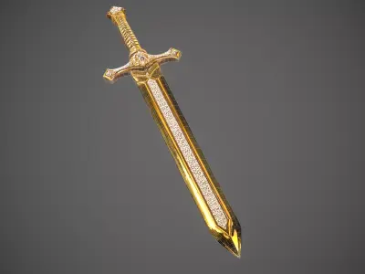 Golden Blade Elegance Sword Low-poly 3D model