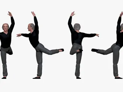 001272 ballet dancer in black top and gray pants 3D model