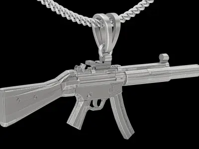 MP5 Gun pendant silver gold printable jewelry 3D model 3D print model purchase
