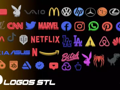 3D 50 LOGOS STL BLENDFILES 3D model