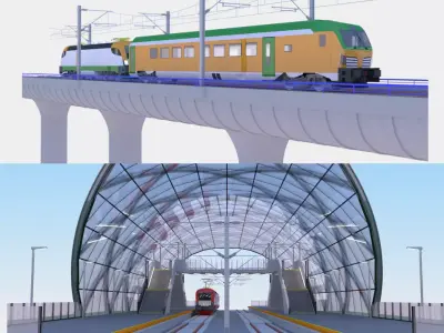 Railway station and bridge II 3D Model Pack purchase