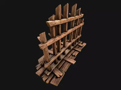 Medieval Wooden Crossbow Weapon Rack Armory Low-poly 3D model