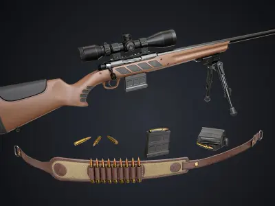 Hunting Rifle GameReady Low-poly 3D model