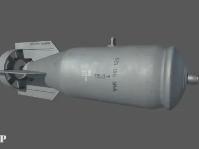 FAB100 Soviet Russian Aircraft Bomb Game Ready PBR Mode Low-poly 3D model