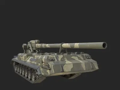 5 coatings of Russian 2S7 Pion M-1975 Self propelled Gun Low-poly 3D model