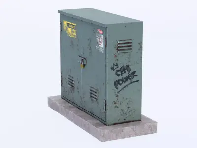 Industrial Electrical Utility Cabinet Set - Heavily Weathered Low-poly 3D model