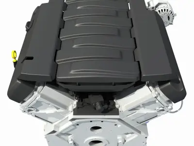 Lowpoly V8 Engine Low Poly 3D model