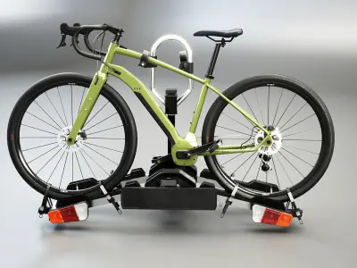 Electric Gravel Bicycle and Towbar Carrier 3D model