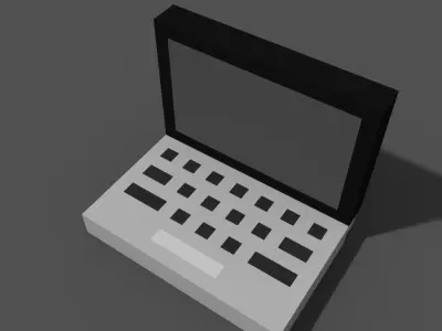 Voxel laptop PC turned off Low-poly 3D model