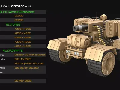 UGV Concept-3-Desert-Clean Low-poly 3D model
