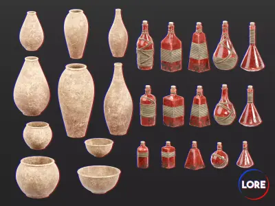 Medieval Collection Containers Bottles and Jars 3D Model Pack