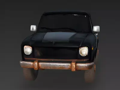 Rusted Black Pickup Truck 3D Model Low-poly 3D model