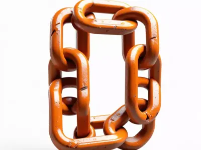 Industrial Orange Metal Chain Link 3D model