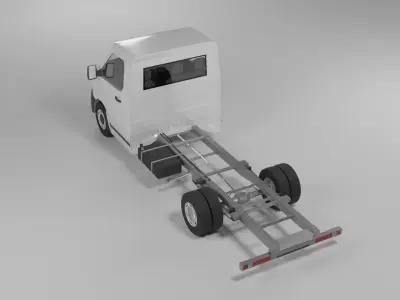 Cargo van with platform of the nineties  Free 3D model