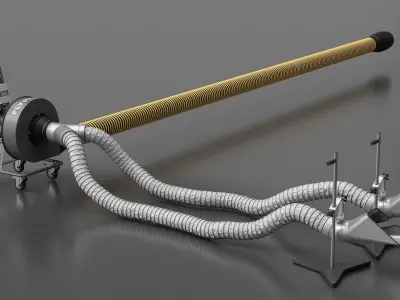 Plymovent Dual Hose Exhaust Extractor Yellow 3D model