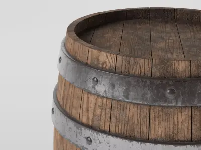 Ultra-Realistic Medieval Wooden Barrel - High Poly PBR 3D model