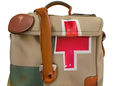 Vintage First Aid Kit Bag Low-poly 3D model