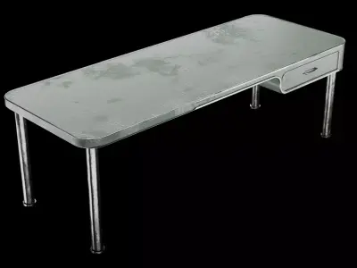 Retro Industrial Metal Work Table with Drawer 3D model
