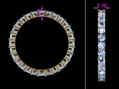 Diamond Infinity Wedding Band or Fashion Band Size 6 3D print model