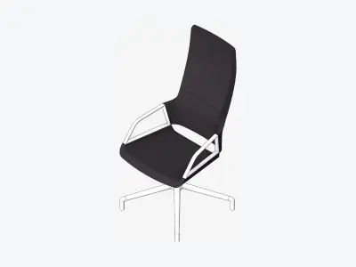 Chair - Conference - Worksmart - Small Glides - High Back Low-poly 3D model