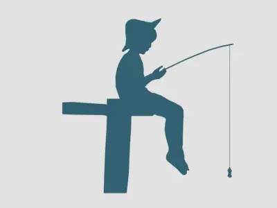 Low Poly Fishing Boy Silhouette Decorative Object Low-poly 3D model