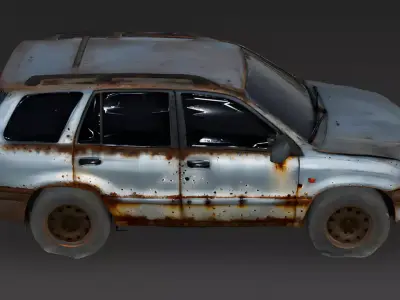 Realistic Abandoned Rusty SUV 3D Model Low-poly 3D model