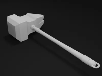 Fantasy hammer in minimalistic style 4 Free low-poly 3D model