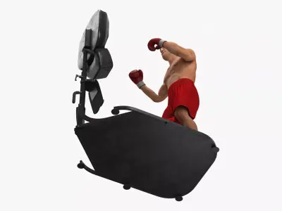 Boxing Panel with Athlete Red Pose Black 3D model