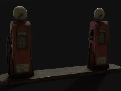 Abandoned Gas Pump Low-poly 3D model