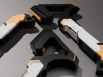 Tomahawk - black and yellow Low-poly 3D model