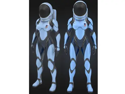 Futuristic Female Astronaut Low-poly 3D model