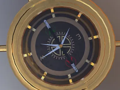 Compass gold Free low-poly 3D model