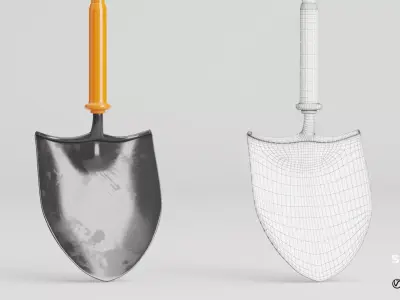 Round Mouth Shovel Ground Works Instrument Low-poly 3D model