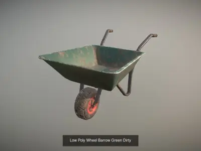 Low Poly PBR Wheel Barrows 3D Model Pack