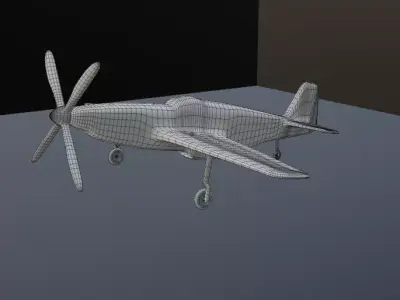 P-51 Mustang- propeller plane  Low-poly 3D model